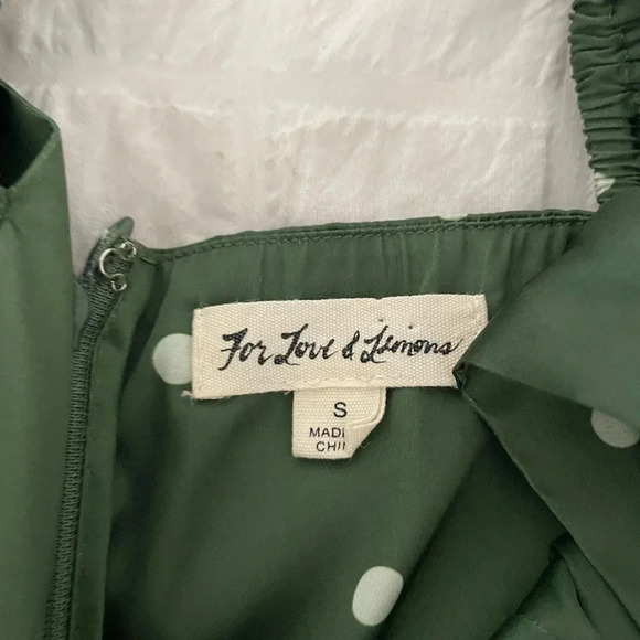 For love & Lemons green Davies polka dot ruched mini dress - Picture 8 of 15